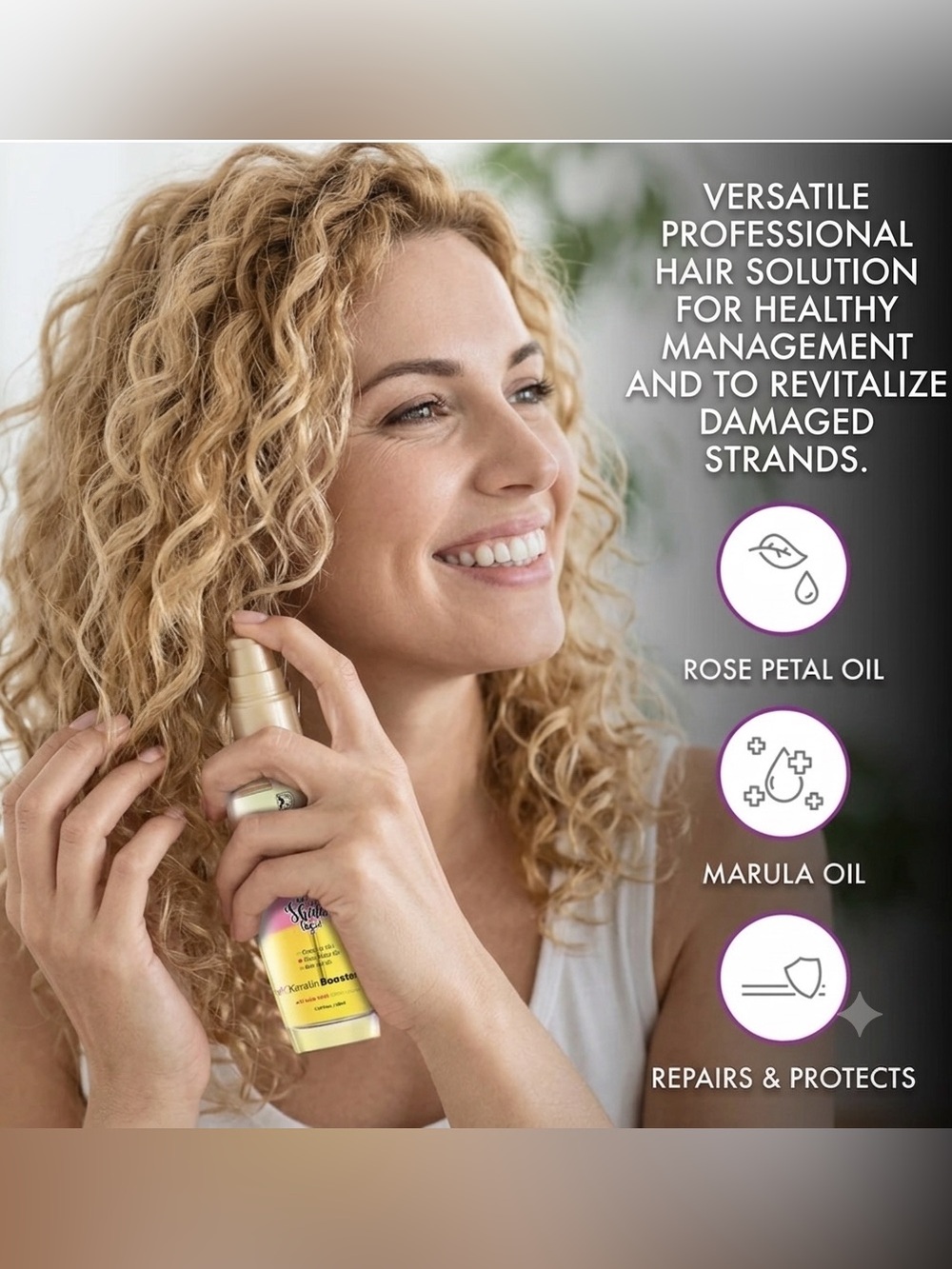 ROYALE Flawless Magic Oil Hair Serum, Coconut Oil, Rose Petal Oil, & Marula Oil - Picture 2 of 8